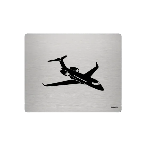 Aluminium-Mousepad – Lasergravur „Business-Jet im Steigflug“