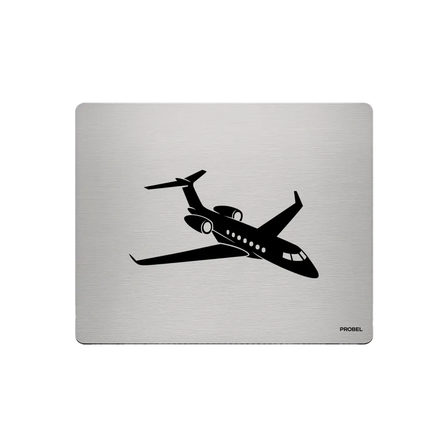Aluminium-Mousepad – Lasergravur „Business-Jet im Steigflug“