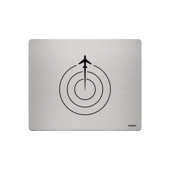 Aluminium-Mousepad – Lasergravur „Flugzeug über Radar-Kreisen“