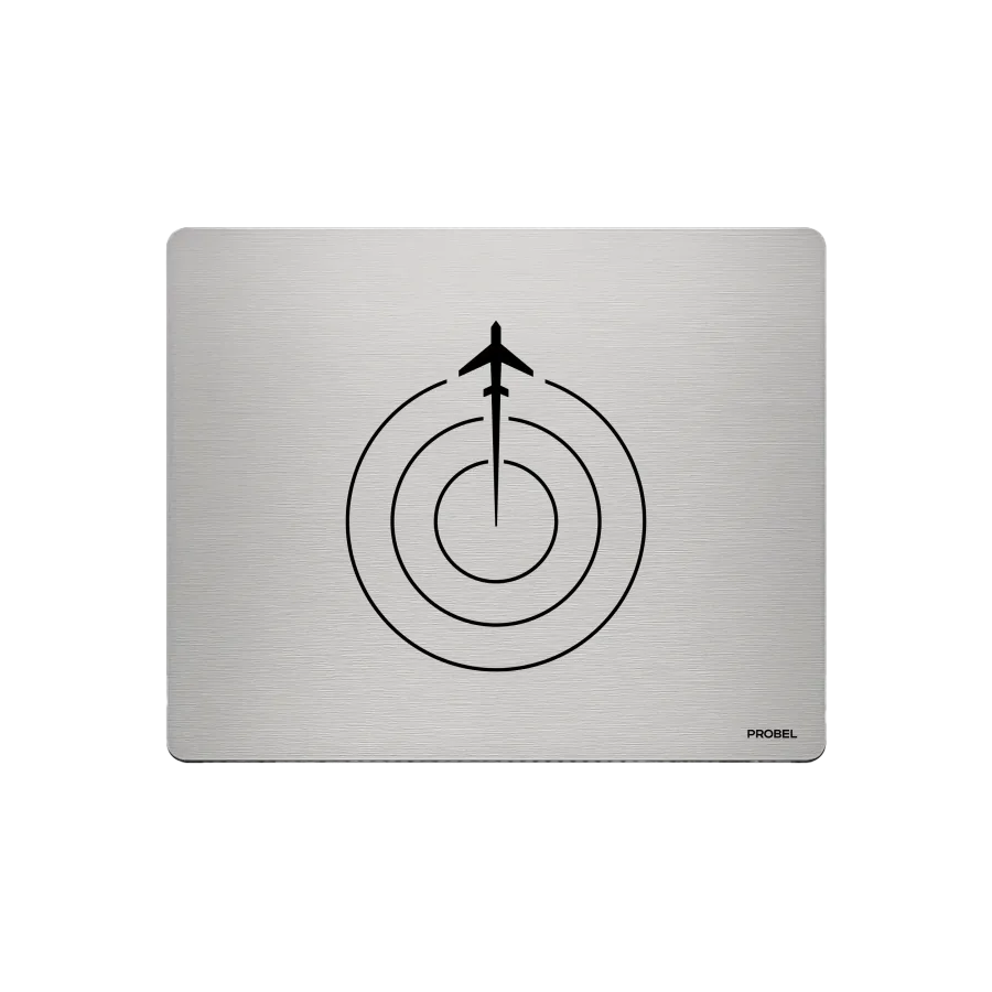 Aluminum Mouse Pad – Laser Engraved “Aircraft over Radar Circles”