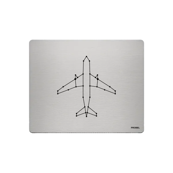 Aluminium-Mousepad – Lasergravur „Geometrischer Linienflugzeug“