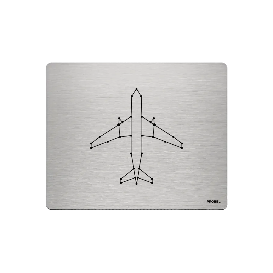 Aluminium-Mousepad – Lasergravur „Geometrischer Linienflugzeug“