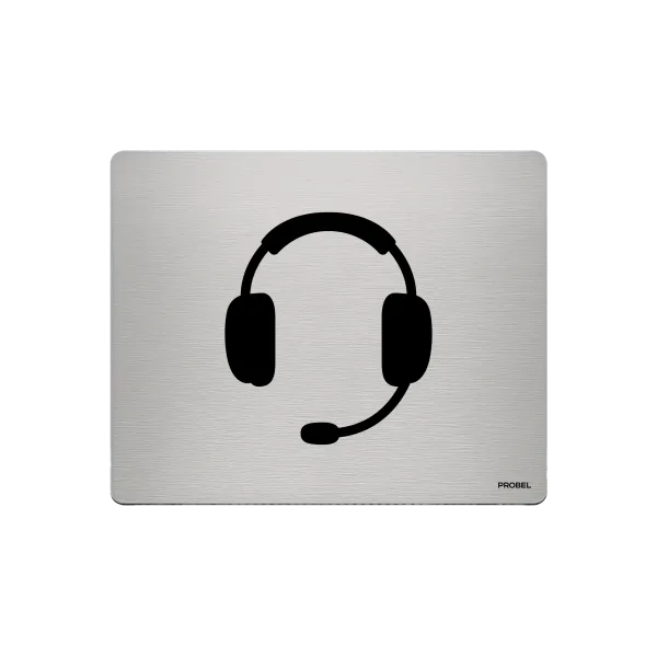 Alfombrilla de ratón de aluminio – grabado láser “Auriculares con micrófono”