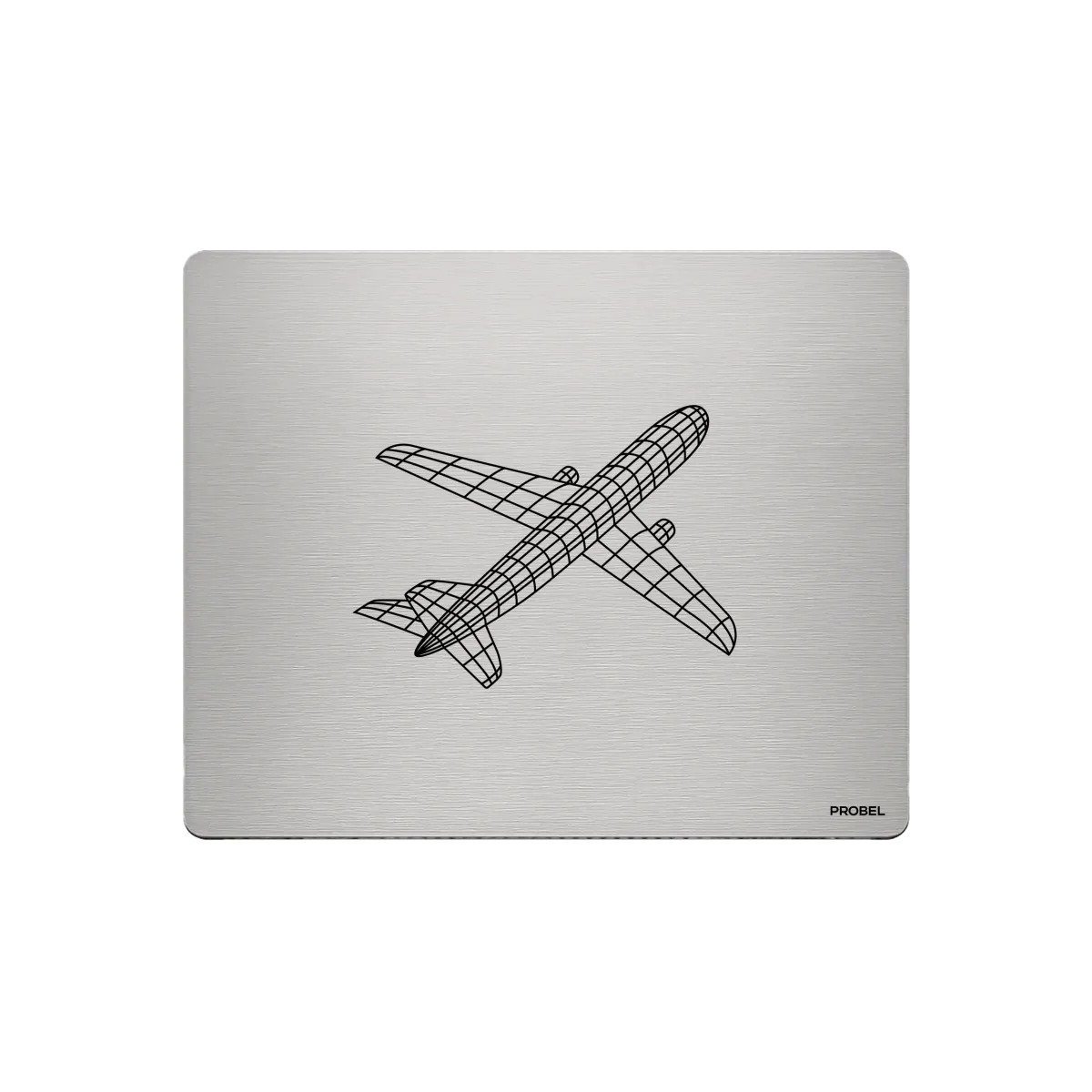 Aluminium-Mousepad – Lasergravur „Flugzeug Wireframe 3D“