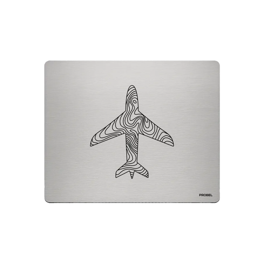 Aluminium-Mousepad – Lasergravur „Flugzeug Topografie“
