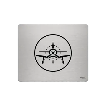 Aluminium-Mousepad – Lasergravur „Propellerflugzeug Emblem“