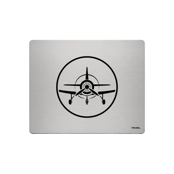 Aluminium-Mousepad – Lasergravur „Propellerflugzeug Emblem“