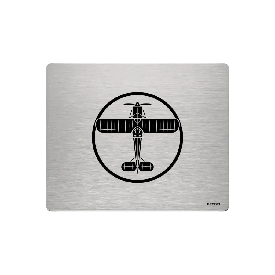 Aluminium-Mousepad – Lasergravur „Doppeldecker Emblem“