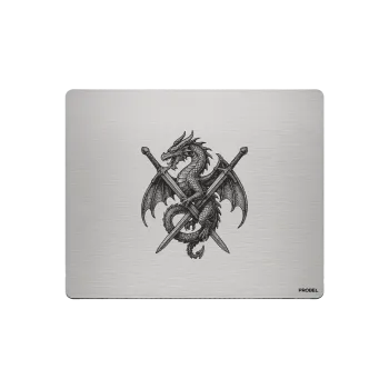 Aluminium-Mousepad – Lasergravur „Dragon & Crossed Swords“