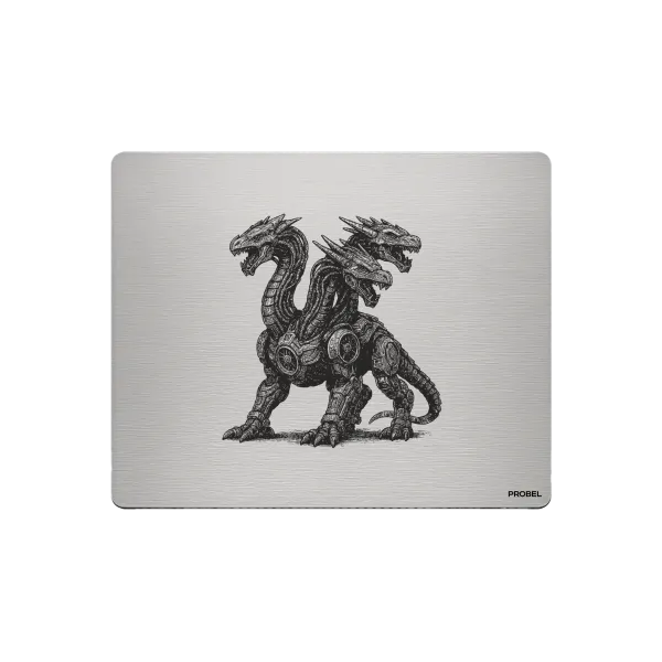 Aluminium-Mousepad – Lasergravur „Twin Dragon / Mechanical Hydra“