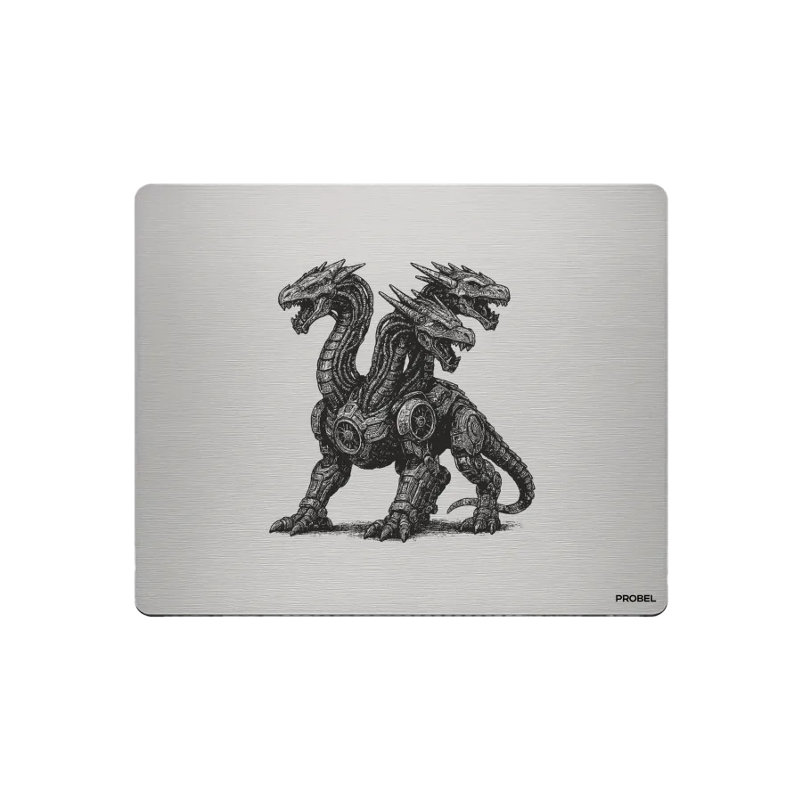 Aluminium-Mousepad – Lasergravur „Twin Dragon / Mechanical Hydra“