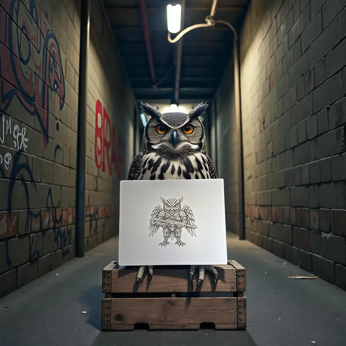 Aluminium-Mousepad – Lasergravur „Mechanical Owl Warrior“