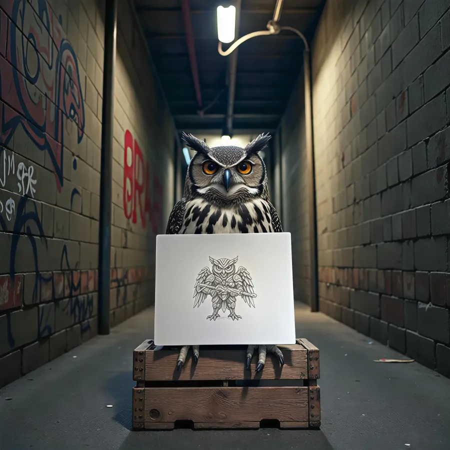 Aluminium-Mousepad – Lasergravur „Mechanical Owl Warrior“