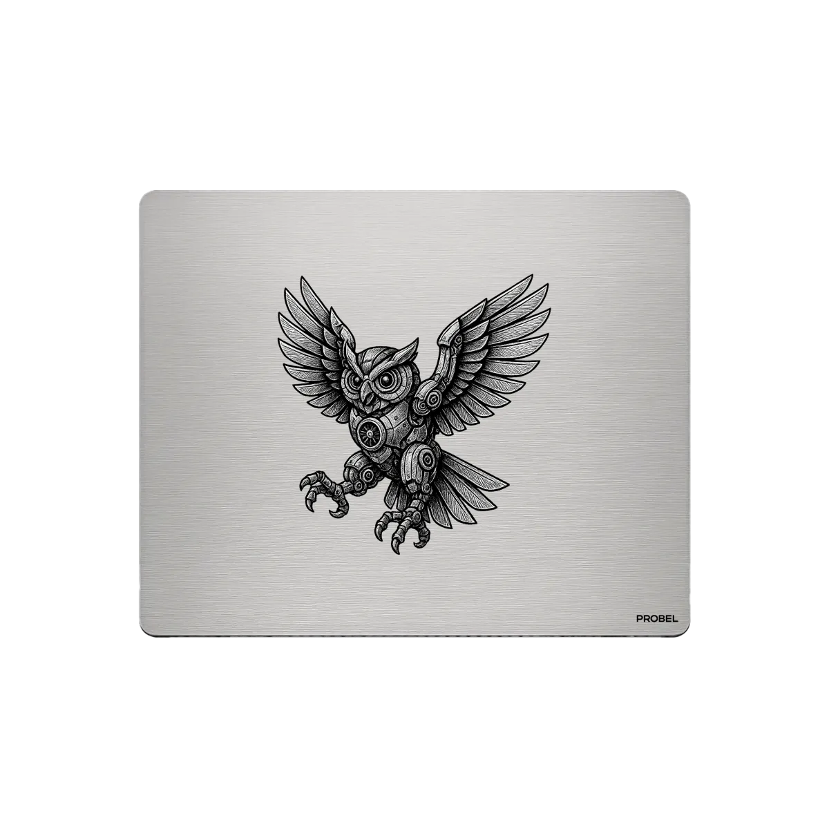 Алюминиевый коврик для мыши – лазерная гравировка «Mechanical Owl Flight»