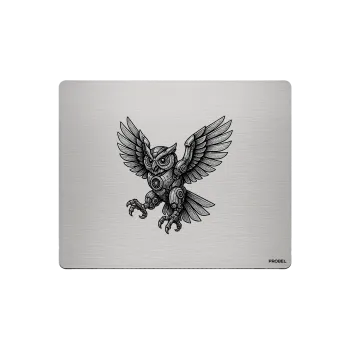 Aluminium-Mousepad – Lasergravur „Mechanical Owl Flight“