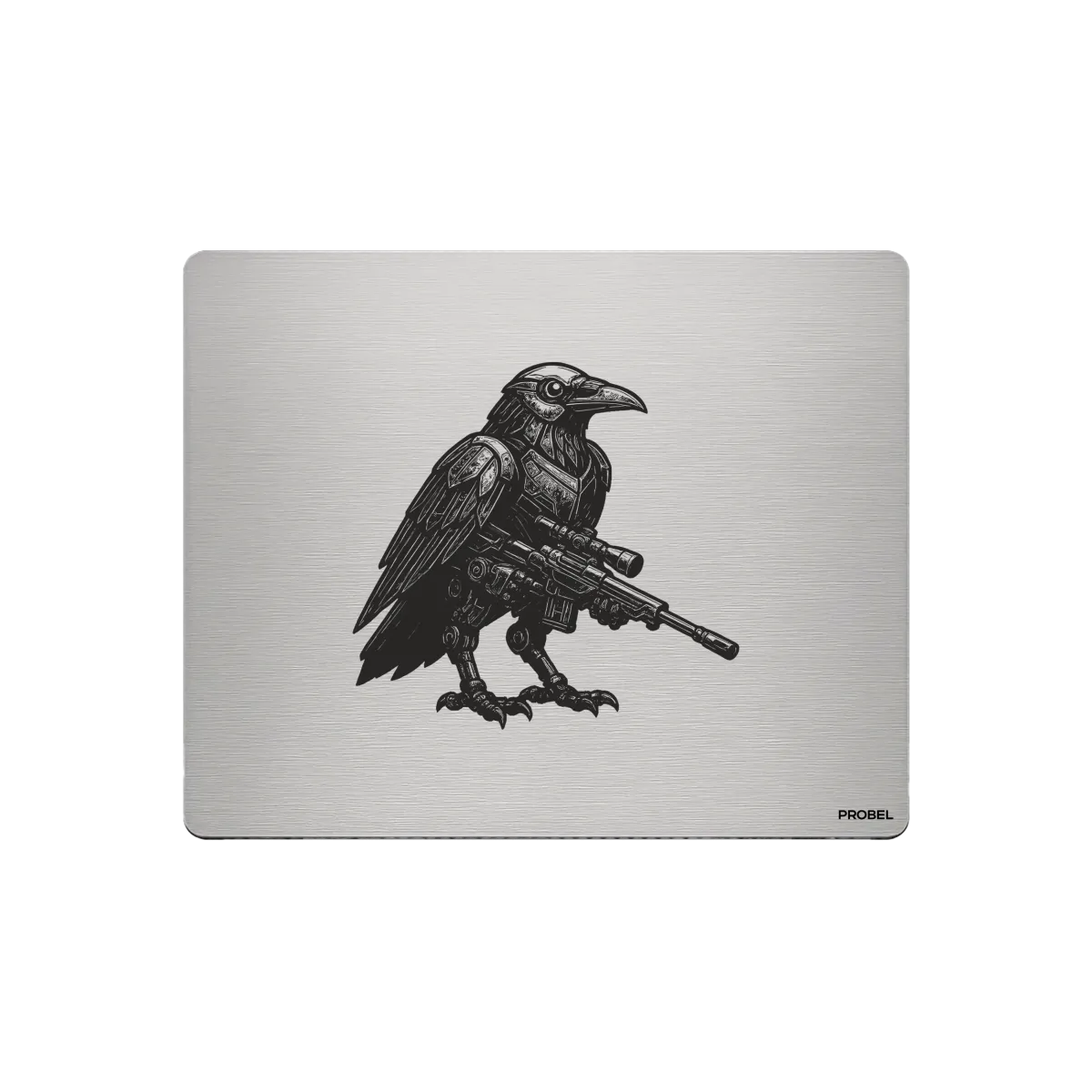 Mousepad in alluminio – incisione laser “Mechanical Raven”