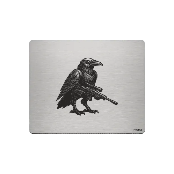 Aluminium-Mousepad – Lasergravur „Mechanical Raven“