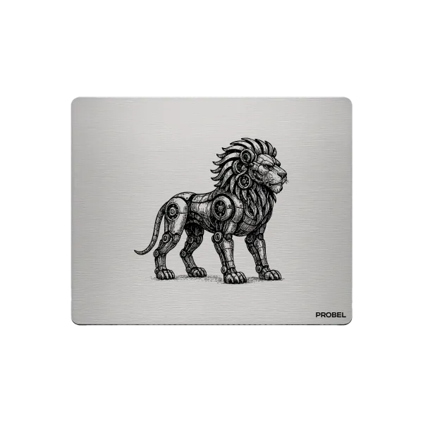 Aluminium-Mousepad – Lasergravur „Cyber Lion Guardian“