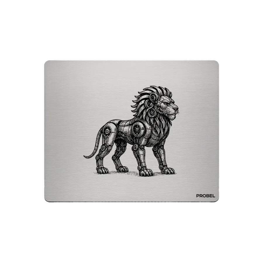 Aluminium-Mousepad – Lasergravur „Cyber Lion Guardian“