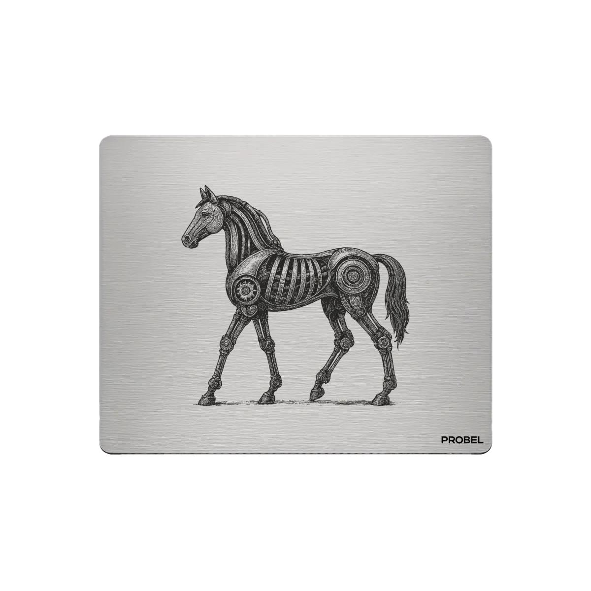 Aluminium-Mousepad – Lasergravur „Cyber Horse Sentinel“