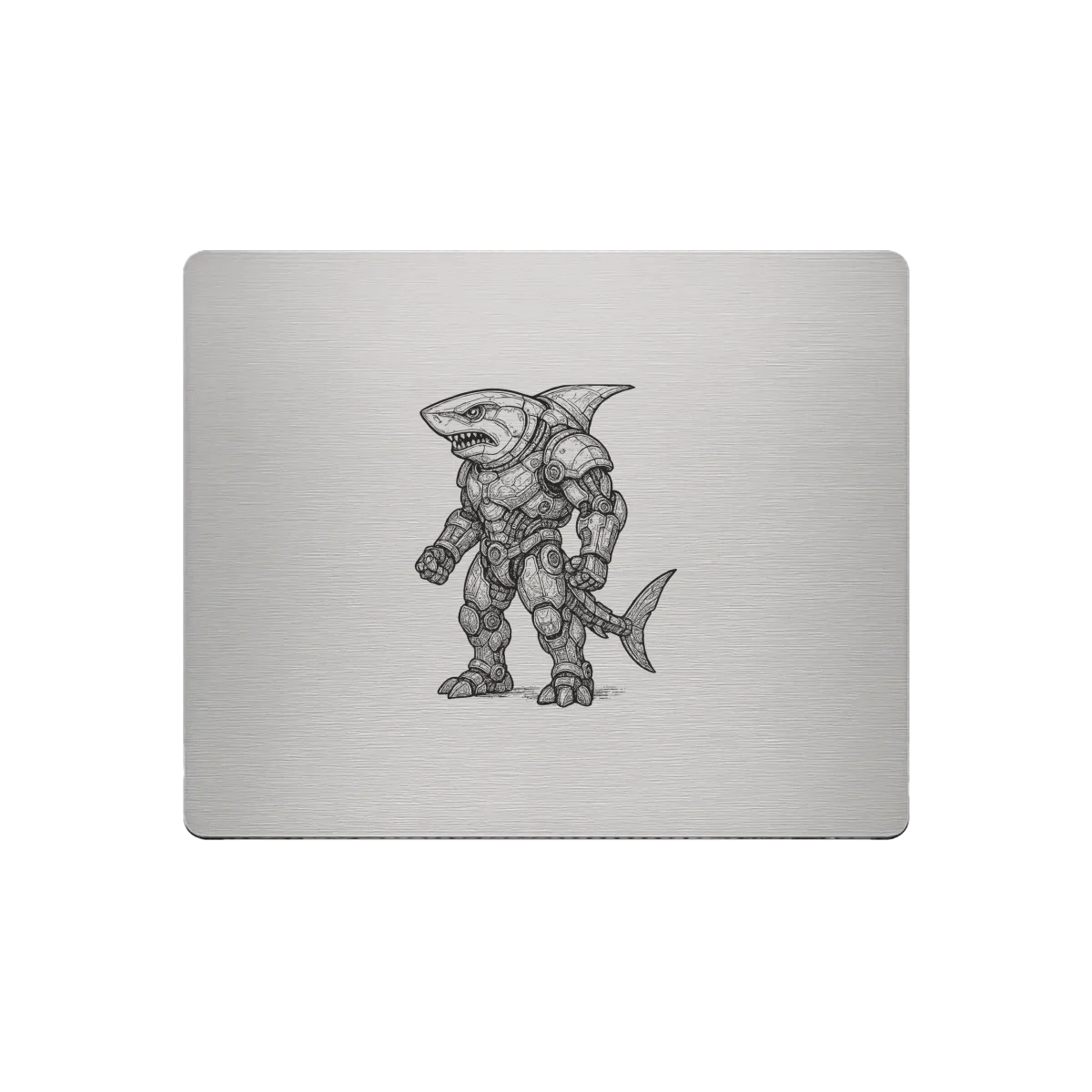 Aluminium-Mousepad – Lasergravur „Iron Predator Shark“