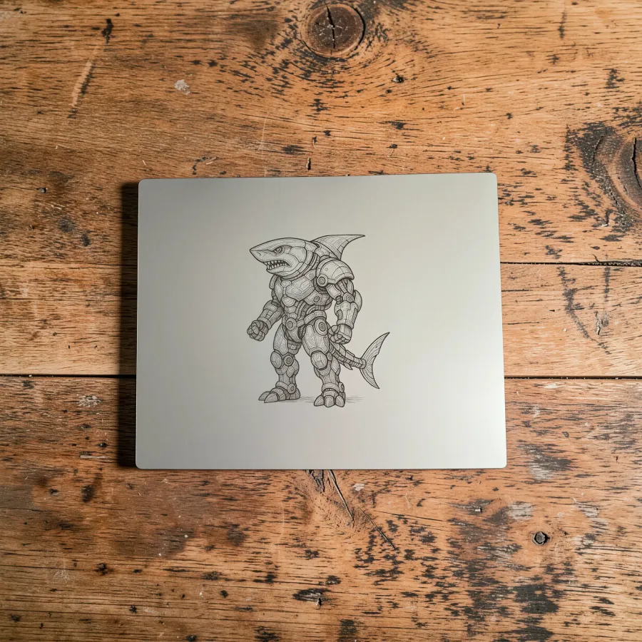Aluminium-Mousepad – Lasergravur „Iron Predator Shark“