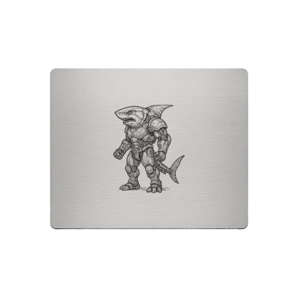 Aluminium-Mousepad – Lasergravur „Iron Predator Shark“