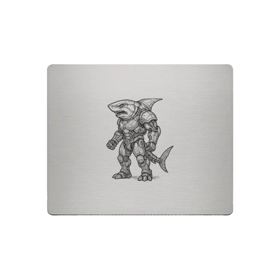 Aluminium-Mousepad – Lasergravur „Iron Predator Shark“