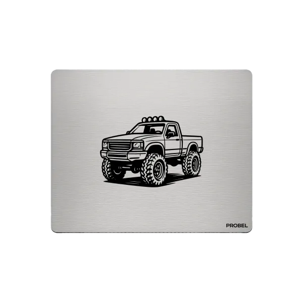 Aluminium-Mousepad – Lasergravur „Steel Offroad Truck“