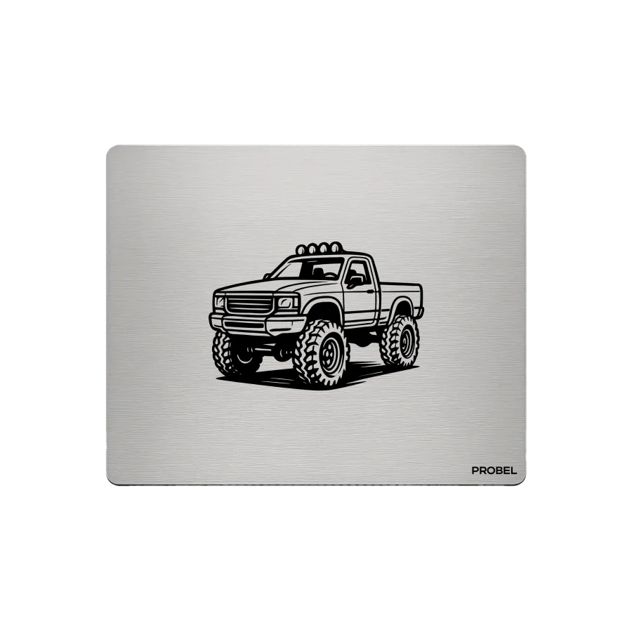 Aluminium-Mousepad – Lasergravur „Steel Offroad Truck“