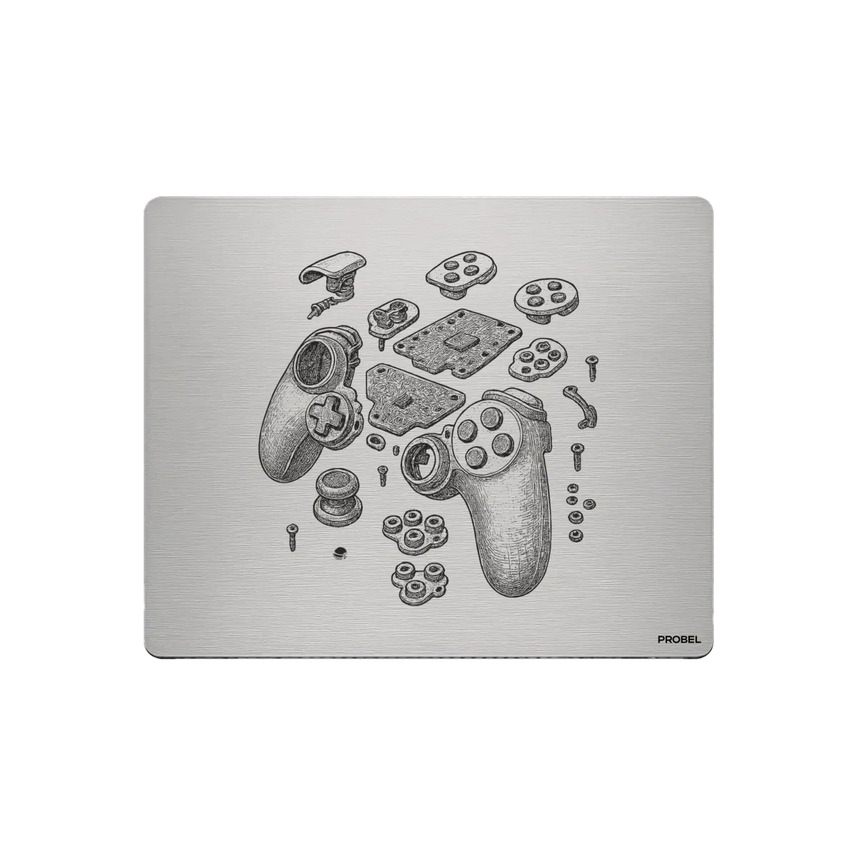 Aluminium-Mousepad – Lasergravur „Game Controller Anatomy“