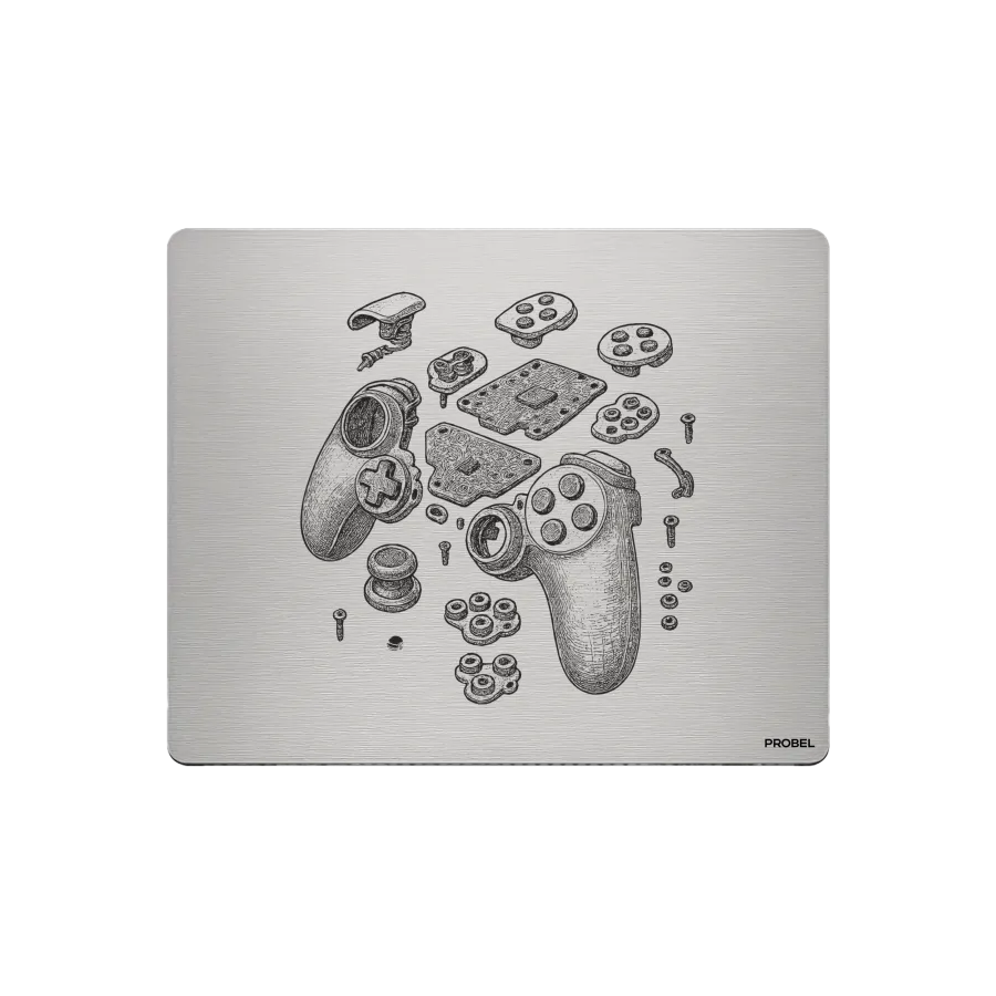 Aluminum Mouse Pad – Laser Engraved “Game Controller Anatomy”
