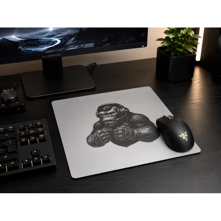 Aluminium-Mousepad – Lasergravur „Cyber Gorilla“