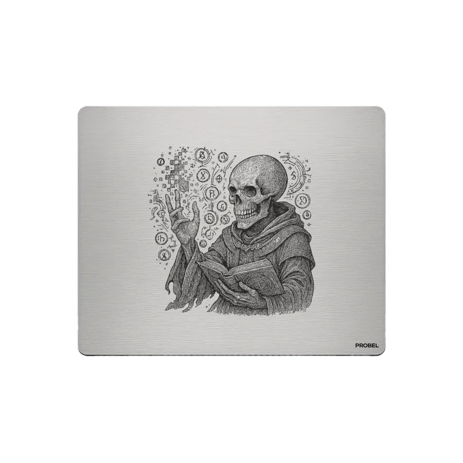 Alfombrilla de ratón de aluminio – grabado láser “Arcane Skull Mage”