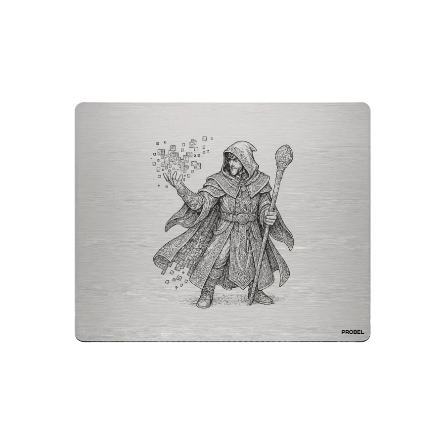 Aluminium-Mousepad – Lasergravur „Digital Arcane Mage“