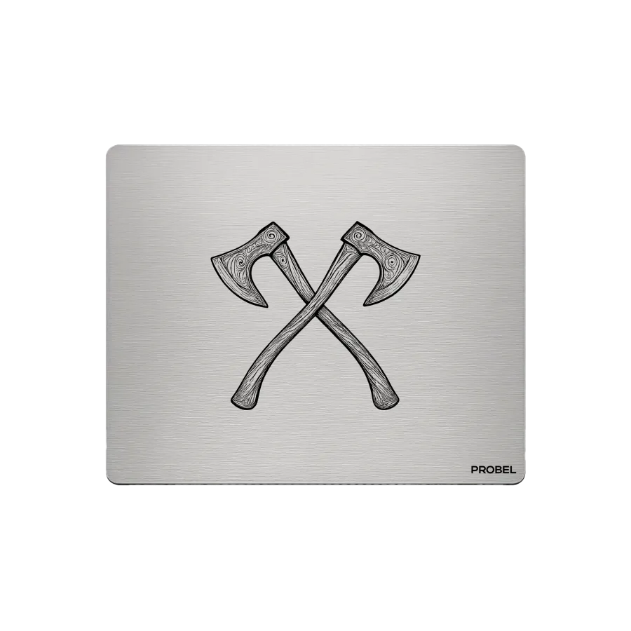 Aluminium-Mousepad – Lasergravur „Twin Battle Axes“