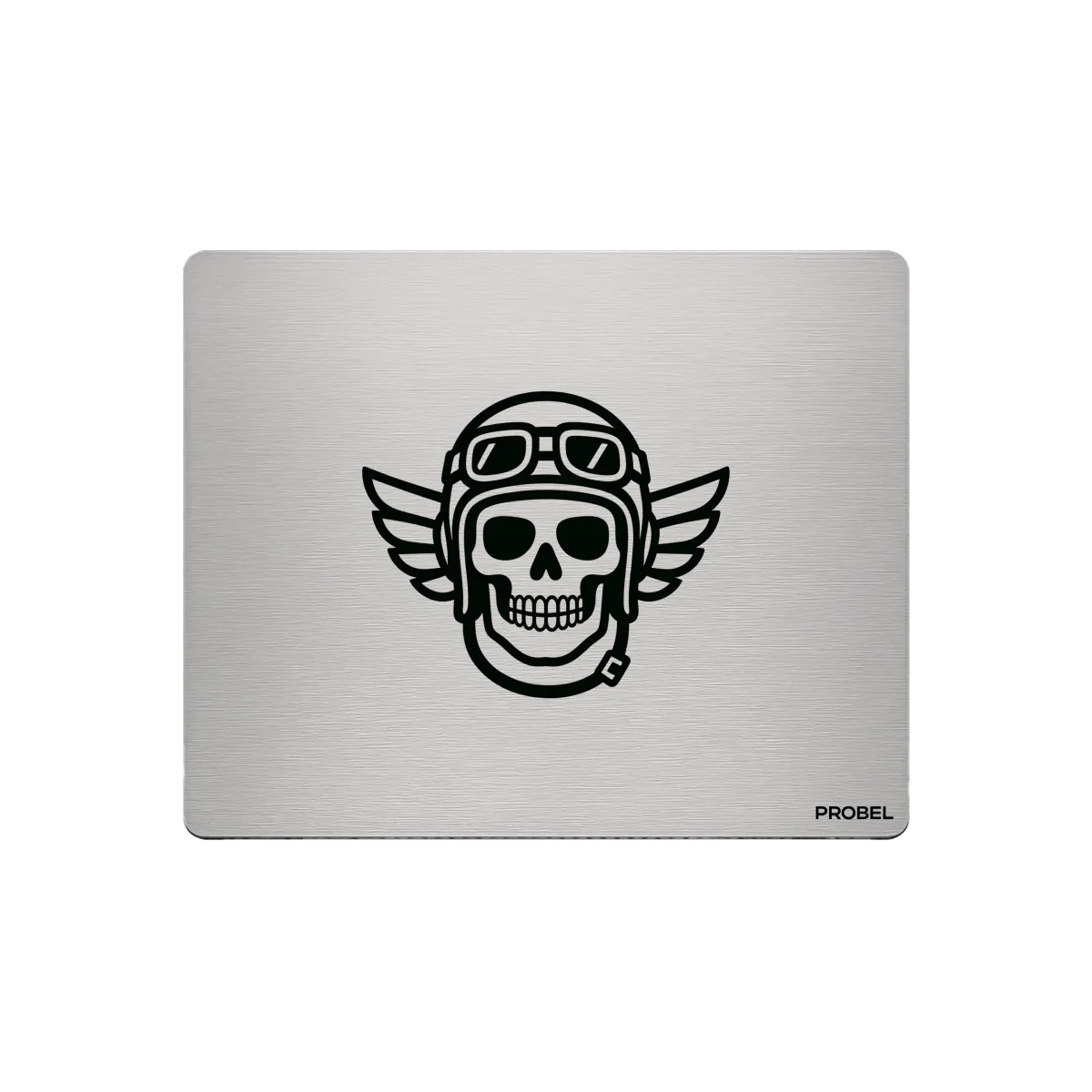 Aluminium-Mousepad – Lasergravur „Flying Skull Pilot“
