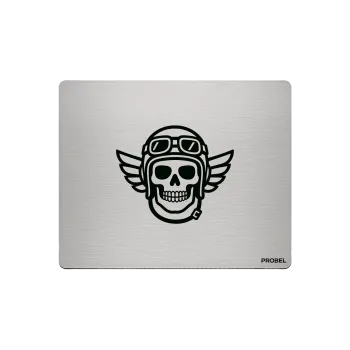 Aluminium-Mousepad – Lasergravur „Flying Skull Pilot“