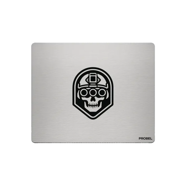 Aluminium-Mousepad – Lasergravur „Mining Skull“