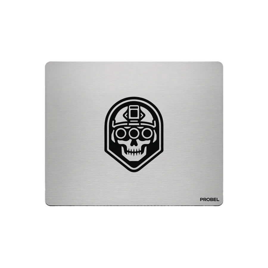 Aluminium-Mousepad – Lasergravur „Mining Skull“