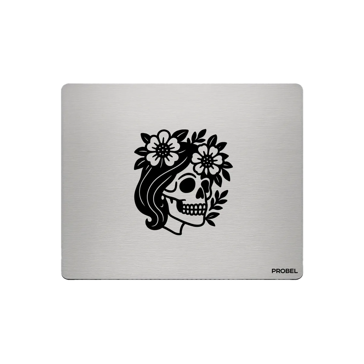 Aluminium-Mousepad – Lasergravur „Floral Skull Lady“
