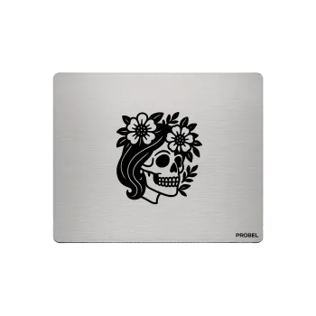 Aluminium-Mousepad – Lasergravur „Floral Skull Lady“