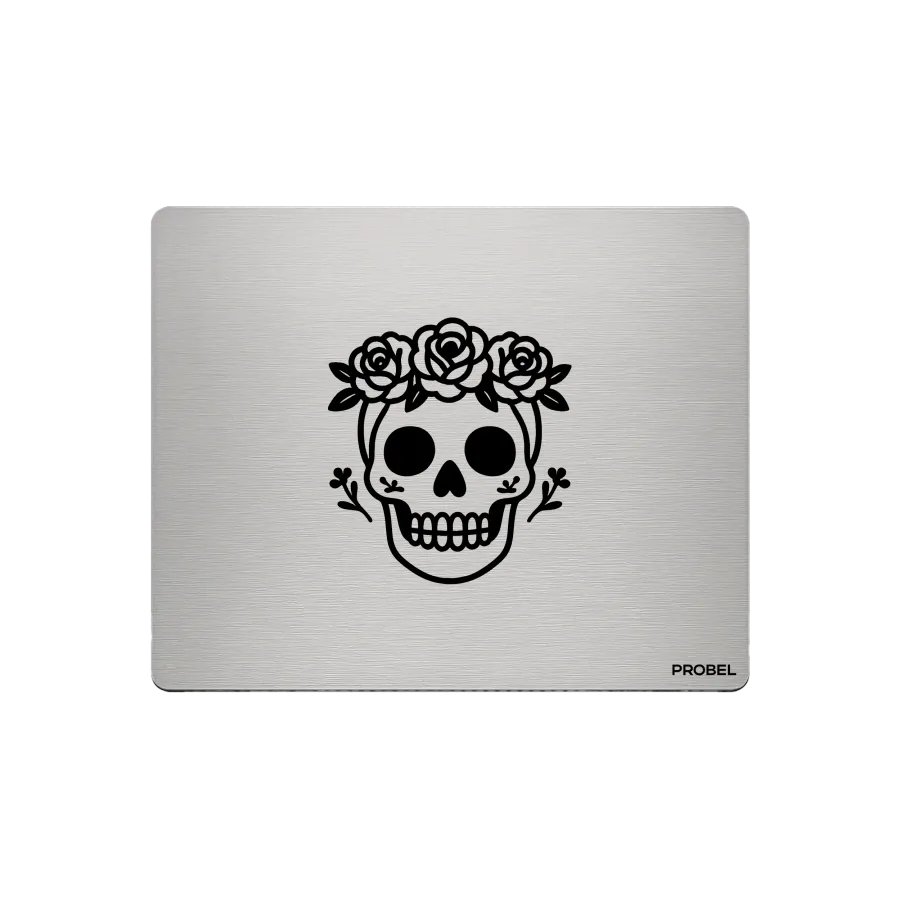Aluminium-Mousepad – Lasergravur „Rose Skull Crown“