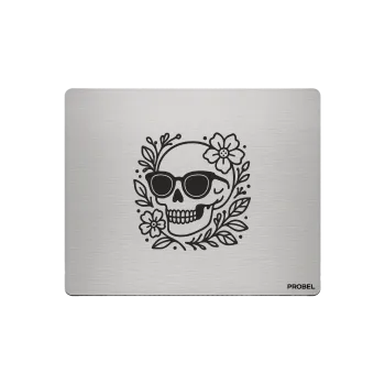 Aluminium-Mousepad – Lasergravur „Skull Summer Flowers“