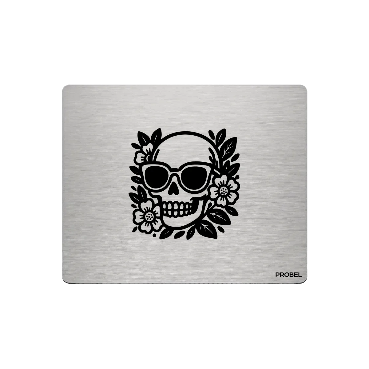 Aluminium-Mousepad – Lasergravur „Skull Floral Shades“