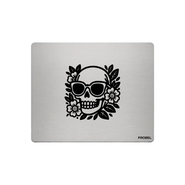 Aluminium-Mousepad – Lasergravur „Skull Floral Shades“