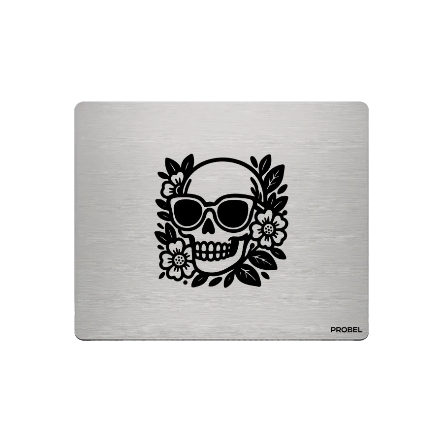 Aluminium-Mousepad – Lasergravur „Skull Floral Shades“