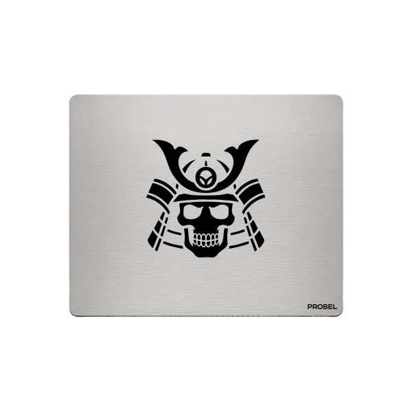 Aluminium-Mousepad – Lasergravur „Samurai Skull Kabuto“