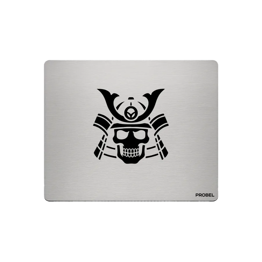 Aluminium-Mousepad – Lasergravur „Samurai Skull Kabuto“