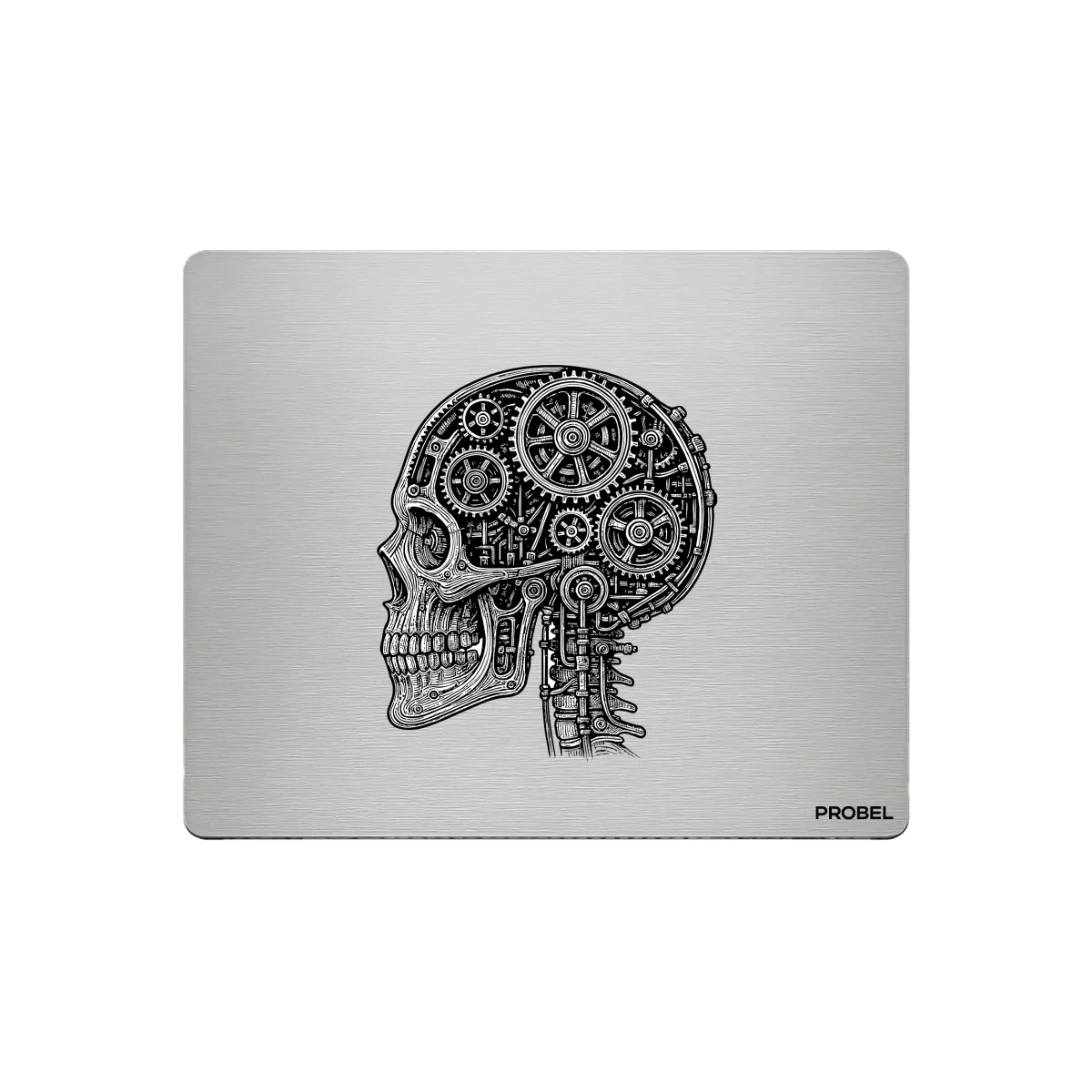 Aluminium-Mousepad – Lasergravur „Mecha Skull Profile“